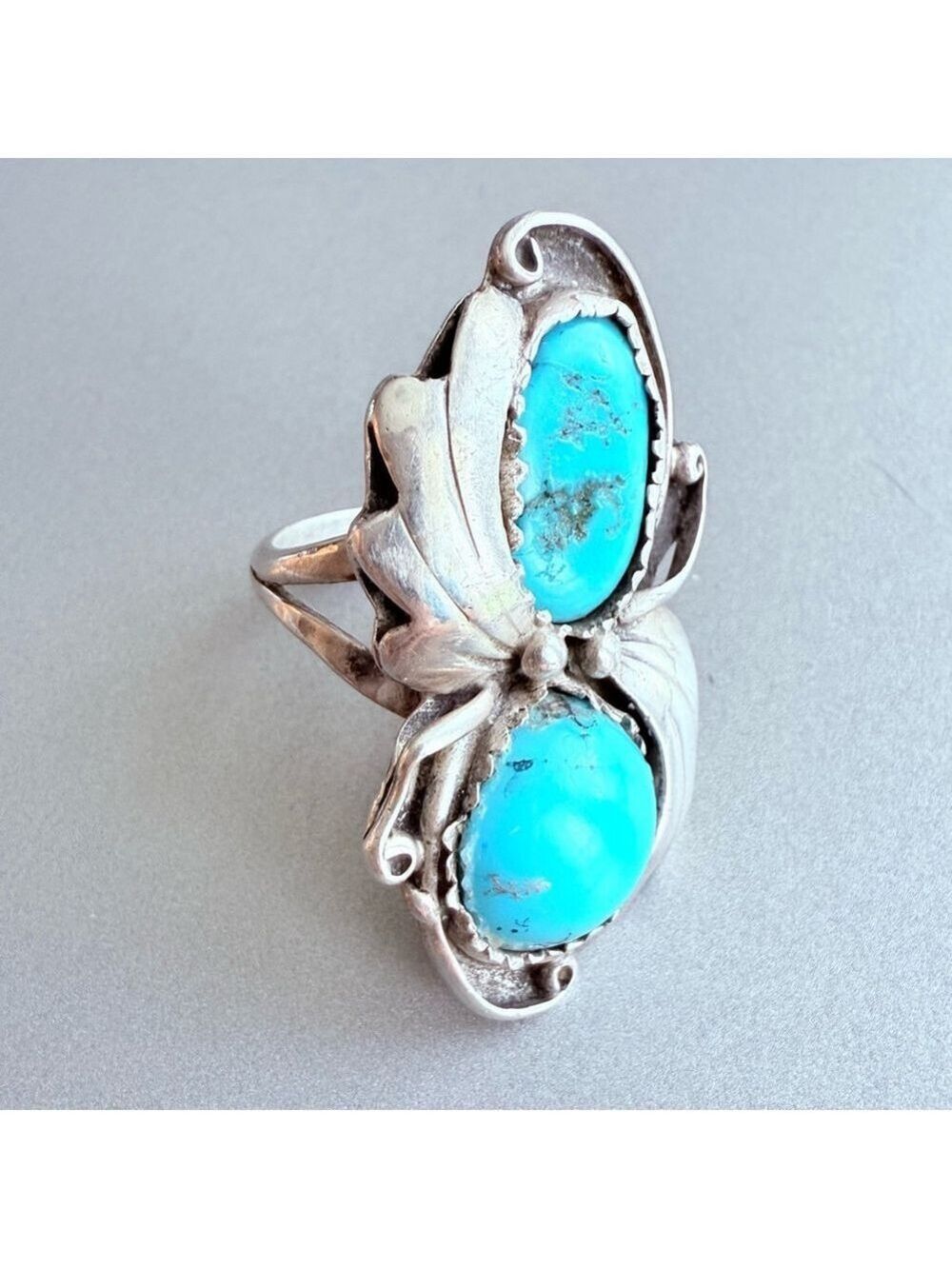 Native American Navajo American Turquoise Southwestern Sterling Silver Ring - Picture 2 of 9